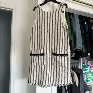 Zara Pinafore Tweed Fringe Shift Dress